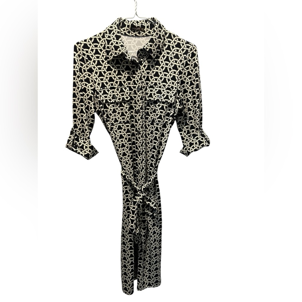 J. McLaughlin Catalina Cloth Shirt Dress Chain Print Equestrian Size XSmall